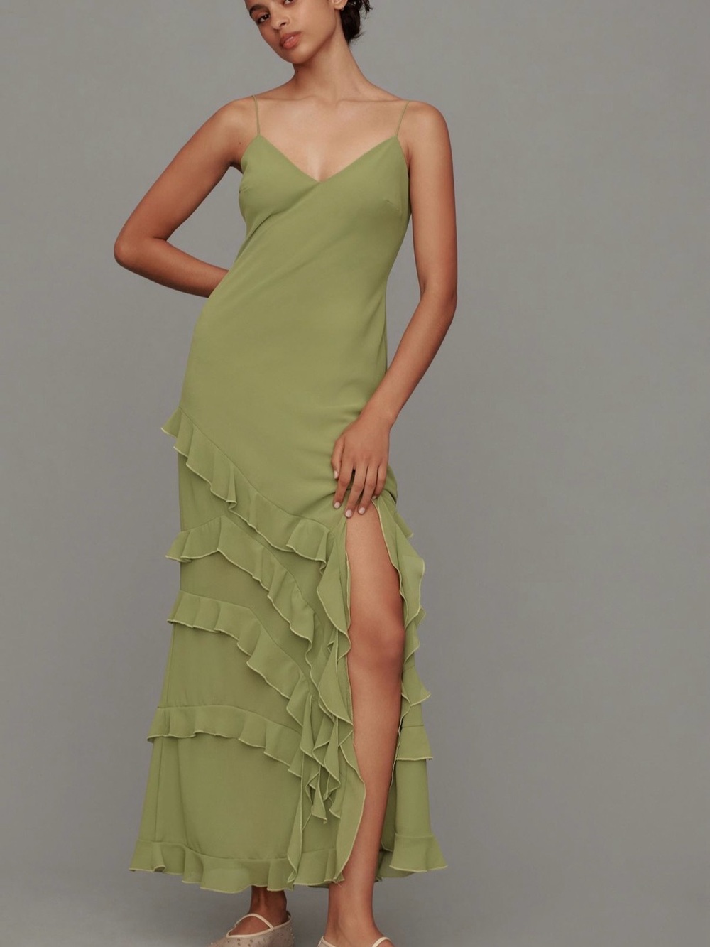 Bardot Cantara Ruffled Midi Dress - NWT - Green - Size 2